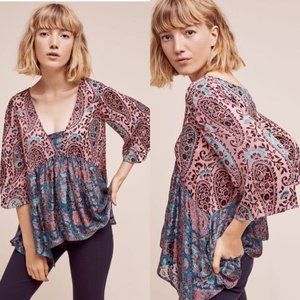 Floreat Valo Velvet Burnout Blouse - Anthropologie